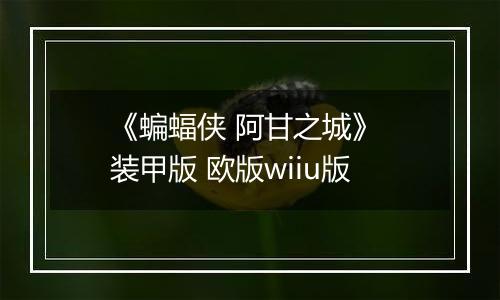 《蝙蝠侠 阿甘之城》 装甲版 欧版wiiu版