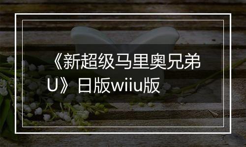 《新超级马里奥兄弟U》日版wiiu版
