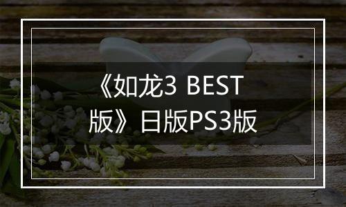 《如龙3 BEST版》日版PS3版