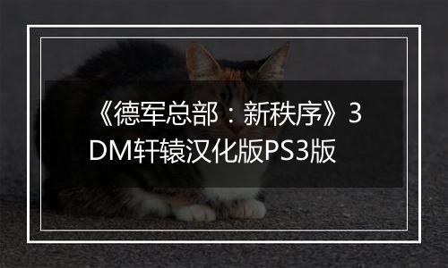 《德军总部：新秩序》3DM轩辕汉化版PS3版