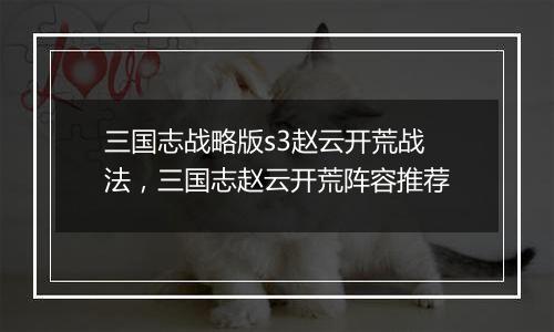 三国志战略版s3赵云开荒战法，三国志赵云开荒阵容推荐