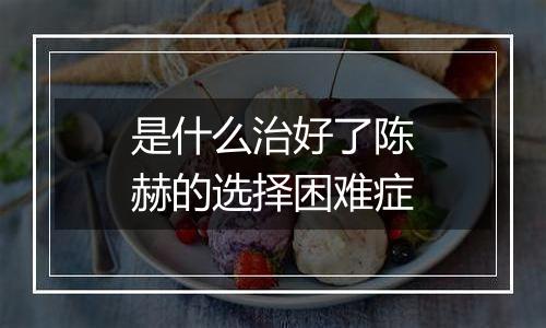 是什么治好了陈赫的选择困难症