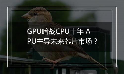 GPU暗战CPU十年 APU主导未来芯片市场？