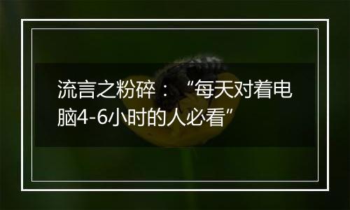 流言之粉碎：“每天对着电脑4-6小时的人必看”
