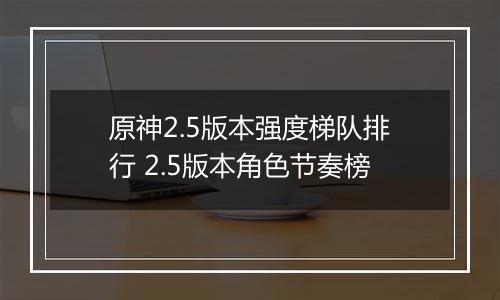 原神2.5版本强度梯队排行 2.5版本角色节奏榜