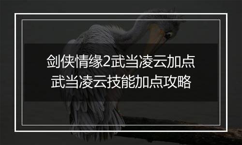剑侠情缘2武当凌云加点 武当凌云技能加点攻略