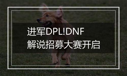 进军DPL!DNF解说招募大赛开启