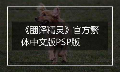 《翻译精灵》官方繁体中文版PSP版最新版